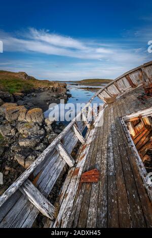 Altes Fischerboot, Insel Flatey, Westfjorde, Island Stockfoto