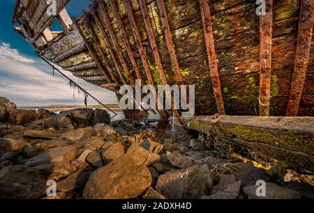 Altes Fischerboot, Insel Flatey, Westfjorde, Island Stockfoto