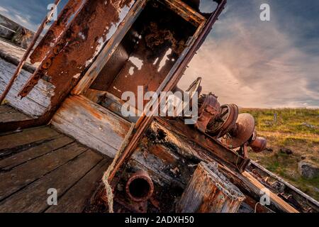 Altes Fischerboot, Insel Flatey, Westfjorde, Island Stockfoto