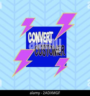 Konzeptionelle Handschrift zeigt Kunden umwandeln. Konzept, d. h. der Prozentsatz der Besucher, die die gewünschte Aktion Asymmetrische format Muster o Stockfoto