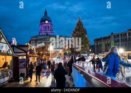 Nottingham Weihnachtsmarkt, der Alte Markt, Nottingham, England, Großbritannien Stockfoto