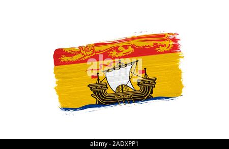 Gemalt Flagge von New Brunswick auf weißem Hintergrund Stockfoto