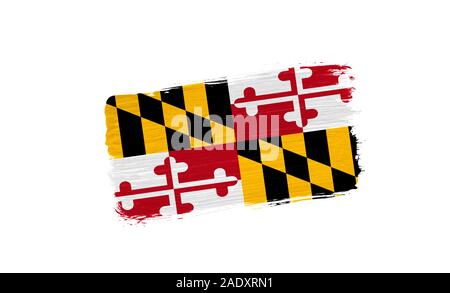 Gemalt Flaggenstaat von Maryland auf weißem Hintergrund Stockfoto