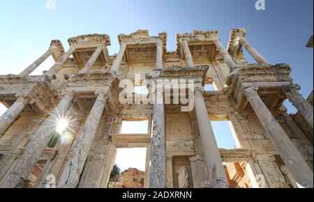 Bibliothek des Kelsos in Ephesus, Selcuk Stadt, Izmir, Türkei Stockfoto