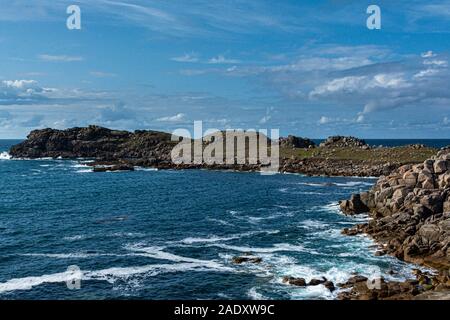 Hell Bay, Shipman Kopf und Badplace Hügel auf Bryher, Isles of Scilly Stockfoto