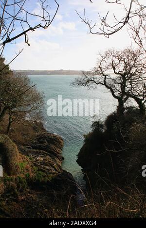 Blick über die Carrick Roads nach St. Mawes von trefusis Punkt, Flushing, Cornwall, Großbritannien Stockfoto