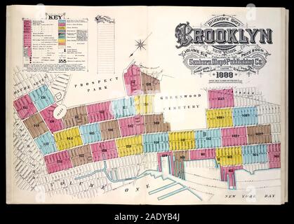 Versicherung Karte von Brooklyn, New York City, von der Sanborn Map Co. 1888 veröffentlicht. Stockfoto