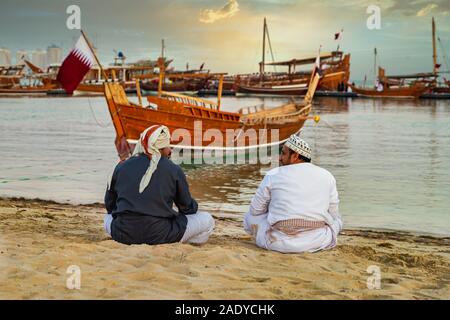 Doha-Qatar, Dezember 3,2019: Katara traditionellen Dhow Festival in Katara Cultural Village, Doha, Katar. Stockfoto