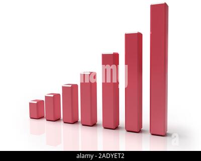 Abbildung: Diagramm mit dem wachsenden Fortschritt. Konzepte. 3D-Rendering Stockfoto