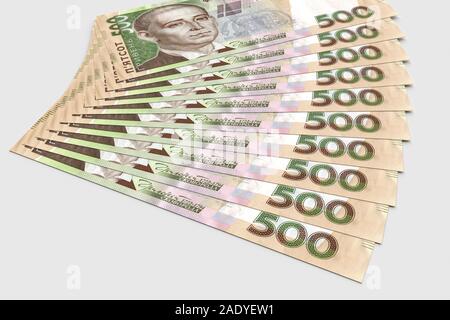 Stapel der ukrainischen Griwna Geld. Geschäftskonzept. 3D-Rendering Stockfoto