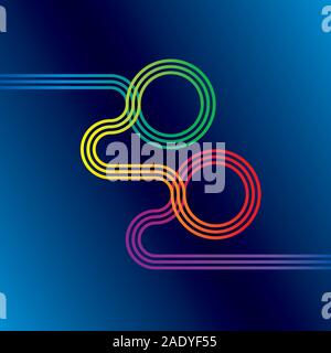 Frohes Neues Jahr 2020. Bunte lineare Deckblatt Design für Weihnachten. Multicolor Vector Illustration. Stock Vektor