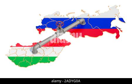 Russia-Hungary Gas Pipeline, 3D-Rendering auf weißem Hintergrund Stockfoto