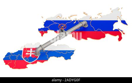 Russia-Slovakia Gas Pipeline, 3D-Rendering auf weißem Hintergrund Stockfoto