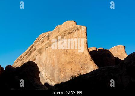 Utah/USA, USA - 8. Oktober 2019: Landschaft mit Felsformationen im Arches National Park Stockfoto