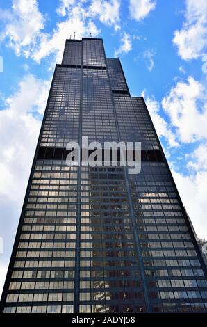 Chicago, Illinois, USA. Der Willis Tower (vormals Sears Tower) in Chicago Loop. Die Wiilis Tower, einst das höchste Gebäude der Welt bleibt die Stockfoto