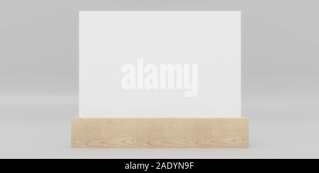 Stand up Mock up leer Leer Karte mit Holz hält mit Platz für Ihre Inhalte, 3d-Grafik rendern Stockfoto