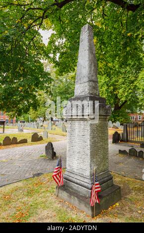 Denkmal an der Copp Hügel vergraben, Boden, Boston, Massachusetts, New England, USA, gegründet 1659, ein historischer Ort in Boston auf dem Freedom Trail Stockfoto