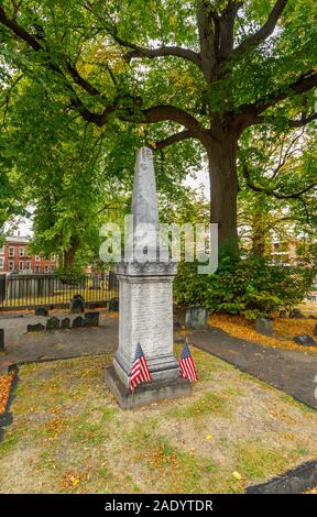 Denkmal an der Copp Hügel vergraben, Boden, Boston, Massachusetts, New England, USA, gegründet 1659, ein historischer Ort in Boston auf dem Freedom Trail Stockfoto