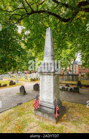 Denkmal an der Copp Hügel vergraben, Boden, Boston, Massachusetts, New England, USA, gegründet 1659, ein historischer Ort in Boston auf dem Freedom Trail Stockfoto