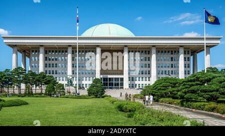 Seoul Korea, 23. September 2019: Die Nationalversammlung der Republik Korea Fassade Blick auf Yeouido Insel Seoul, Südkorea Stockfoto