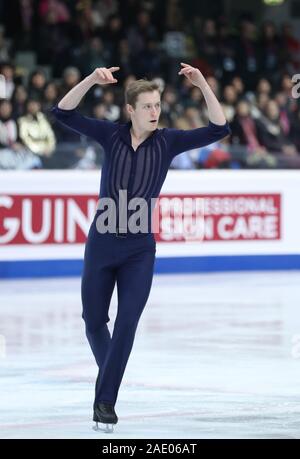 Turin, Italien. 5 Dez, 2019. Alexander Samarin Russlands konkurriert während der kurzen Programm der Männer an der ISU Grand Prix Finale 2019 in Turin, Italien, Dez. 5, 2019. Credit: Cheng Tingting/Xinhua/Alamy leben Nachrichten Stockfoto