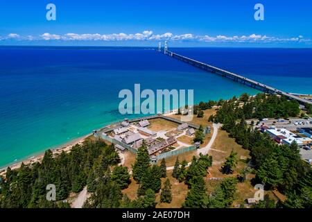 Fort Michilimackinac oder Fort Mackinaw, Mackinac ist in Mackinaw City, Michigan Stockfoto