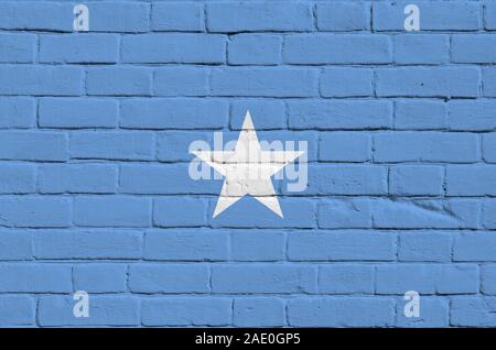 Somalia Flagge in Farbe Farben auf alten Mauer dargestellt. Texturierte Banner auf große Mauer Mauerwerk Hintergrund Stockfoto