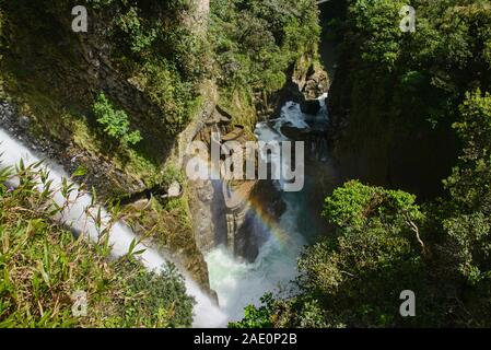 Die spektakuläre Paílón Del Diablo Wasserfall, Baños de Agua Santa, Ecuador Stockfoto