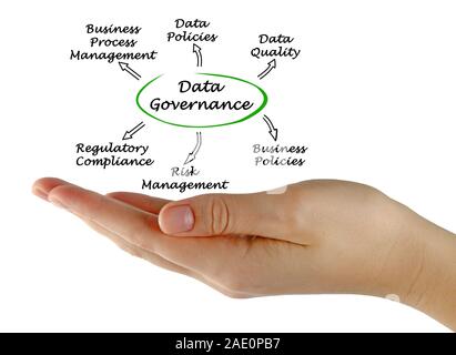 Diagramm der Data Governance Stockfoto