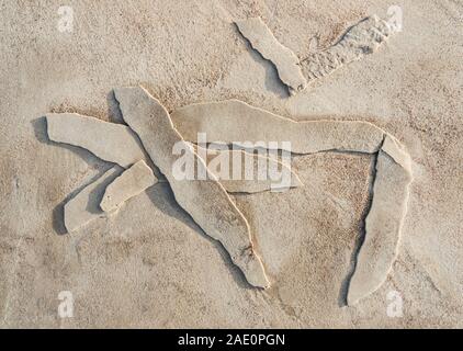 Strand Hintergrund mit gebrochenen frosted Stück nassem Sand. Stockfoto