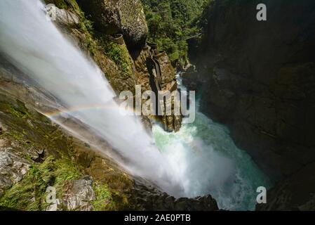 Die spektakuläre Paílón Del Diablo Wasserfall, Baños de Agua Santa, Ecuador Stockfoto