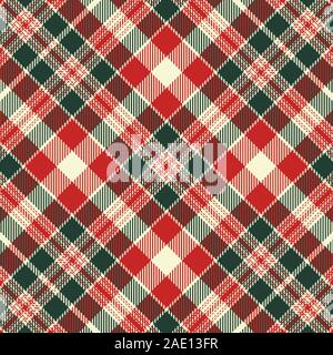 Tartan Rot und Grün nahtlose Muster. Textur für Plaid, Tischdecken, Kleidung, Hemden, Kleider, papier, Bettwäsche, Bettdecken, Steppdecken und andere textile Pr Stock Vektor