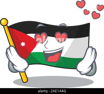 Falling In Love Happy cute Flagge Jordanien cartoon Design Stock Vektor