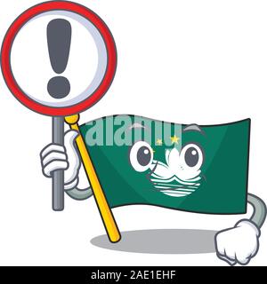 Cartoon Stil der Flagge Macau mit Schild in der Hand Stock Vektor