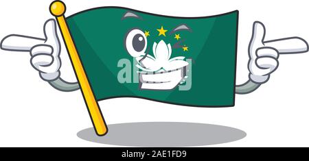 Lustige Flagge macau Maskottchen Cartoon Stil mit Wink Auge Stock Vektor