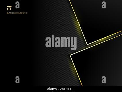 Abstrakte Vorlage geometrischen mit goldenen Rand und Lichtwirkung schwarzen Hintergrund Platz für Ihren Text. Luxuriöser Stil. Vector Illustration Stock Vektor