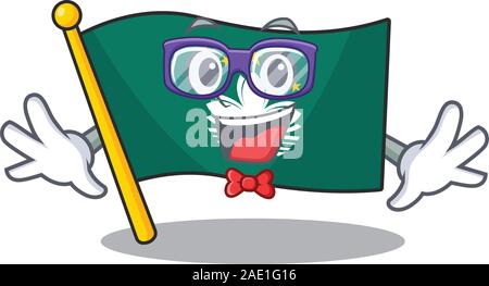 Super lustig Geek smart Flagge macau Maskottchen Cartoon Stil Stock Vektor