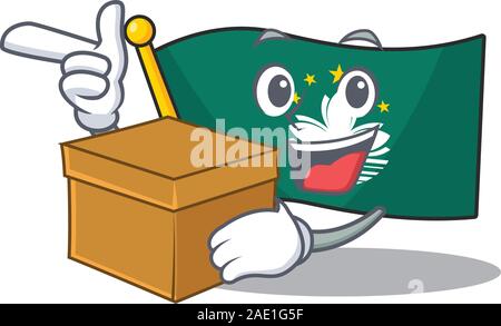 Mit box Super lustig Flagge macau Zeichentrickfigur Stil Stock Vektor