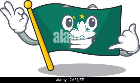 Rufen Sie mich süß Flagge macau Maskottchen Cartoon Stil Stock Vektor