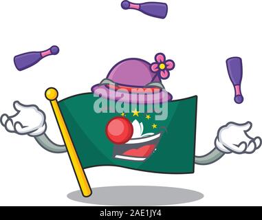 Super cooles Jonglieren Flagge macau Maskottchen Cartoon Stil Stock Vektor