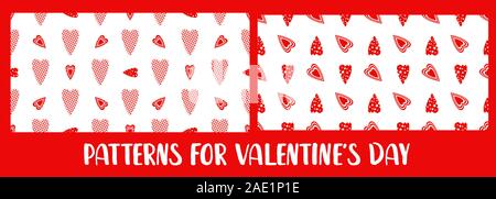 Ein Satz von Mustern für den Valentinstag. Liebe und Herz, 14. Muster für Textilien und Papier der Verpackung. Romantische Motive.. Stock Vektor