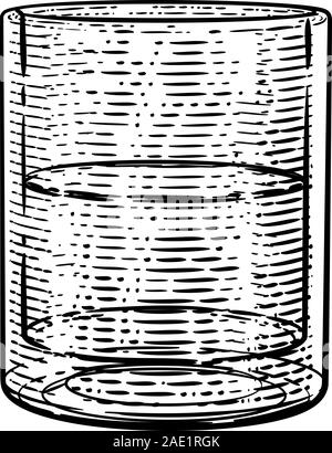Getränke Glas in einem Holzschnitt Radierung graviert Stil Stock Vektor