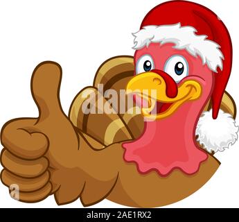 Die Türkei In Santa Hat Weihnachten Danksagung Cartoon Stock Vektor