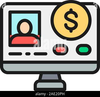 Online Darlehen Anwendung flachbild Color Line Symbol. Auf weissem Hintergrund Stock Vektor