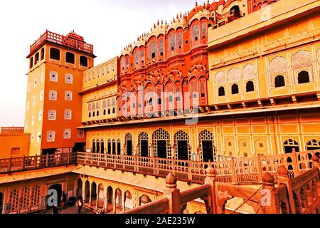 Rückseite, Hawa Mahal, Jaipur, Rajasthan, Indien, Asien Stockfoto