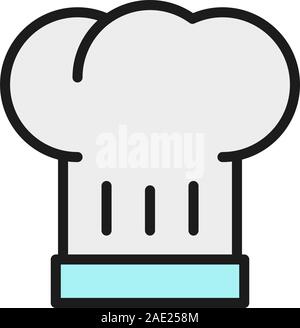 Hat Küchenchef flachbild Color Line Symbol. Auf weissem Hintergrund Stock Vektor