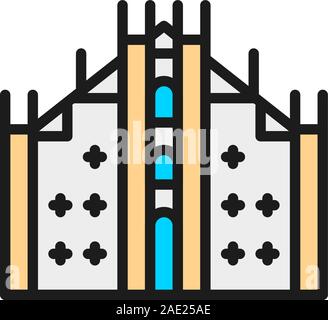 Mailänder Dom, Wahrzeichen von Mailand, Italien flat Color Line Symbol. Stock Vektor