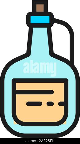 Olivenöl in Glasflasche flachbild Color Line Symbol. Stock Vektor