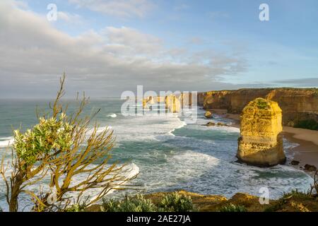 Die Zwölf Apostel sind Kalkstein bis zu 60 Meter hoch, im Meer stehen. Sie werden zwischen Princetown und Port Campbell in der Coasta entfernt Stockfoto