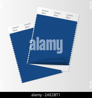 Stoffmuster, Textil swatch Vorlage für Innenarchitektur Moodboard mit Classic Blue 2020 Farbe des Jahres. Trendige Farben, lebendige Stück Stoff. Vector Illustration für Blogbeiträge Stock Vektor